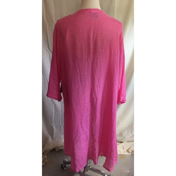 Color Me Cotton CMC Duster Women's Size XL Pink Linen 3/4 Sleeve - Picture 5 of 8